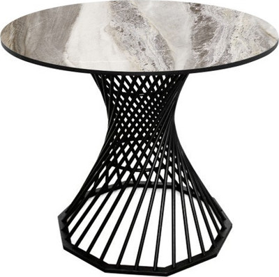 Обеденный стол Древпром Лотос СТ ДП1-03-15 ф900 М191 (камень №9/черный матовый)