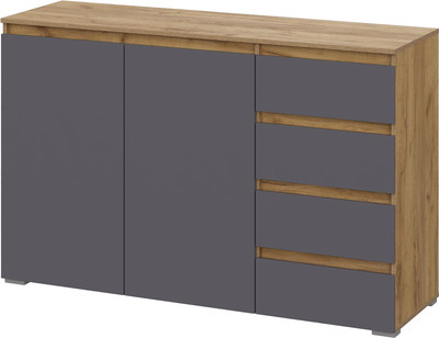 Тумба Тащи в дом Люмо КМ 06 4 фасада справа (дуб крафт золото/серый)