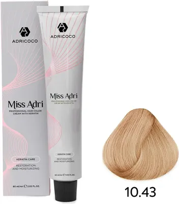 Крем-краска для волос Adricoco Miss Adri 10.43 (100мл, платиновый блонд медный золотистый)