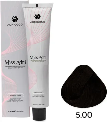 Крем-краска для волос Adricoco Miss Adri 5.00 (100мл, светлый коричневый интенсивный)