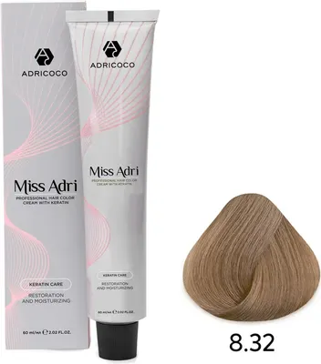 Крем-краска для волос Adricoco Miss Adri 8.32 (100мл, светлый блонд золотистый перламутровый)