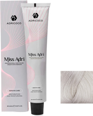 Крем-краска для волос Adricoco Miss Adri 10.12 (100мл, платиновый блонд пепельный перламутровый)