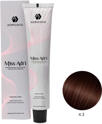 Крем-краска для волос Adricoco Miss Adri 4.3 (100мл, коричневый золотистый)