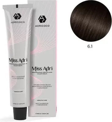 Крем-краска для волос Adricoco Miss Adri 6.1 (100мл, темный блонд пепельный)