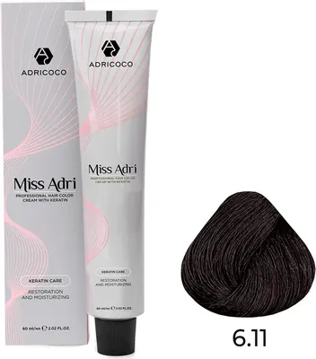 Крем-краска для волос Adricoco Miss Adri 6.11 (100мл, темный блонд интенсивный пепельный)