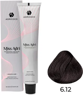 Крем-краска для волос Adricoco Miss Adri 6.12 (100мл, темный блонд пепельный перламутровый)