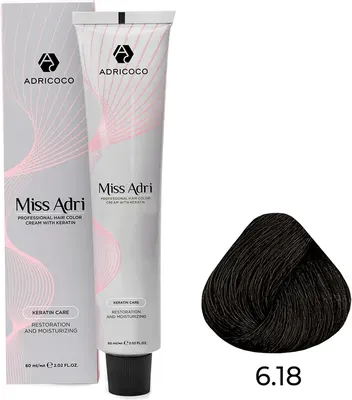 Крем-краска для волос Adricoco Miss Adri 6.18 (100мл, темный блонд пепельный коричневый)