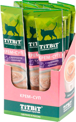Лакомство для кошек TiTBiT Крем-суп для кошек с кусочками кролика / 14622 (10гx16шт)