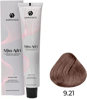 Крем-краска для волос Adricoco Miss Adri 9.21 (100мл, очень светлый блонд фиолетовый пепельный)