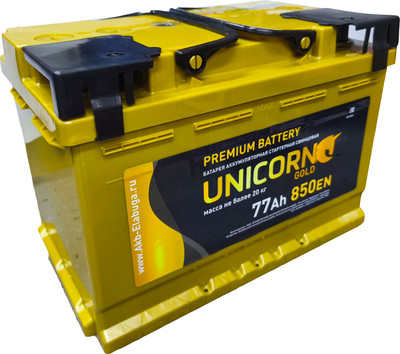 Автомобильный аккумулятор UnicorN Gold (0) 850A L3 6СТ-77 / 077 255 K11 UG (77 А/ч)