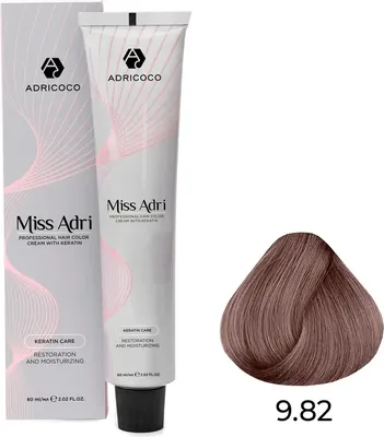 Крем-краска для волос Adricoco Miss Adri 9.82 (100мл, очень светлый коричневый фиолетовый блонд)