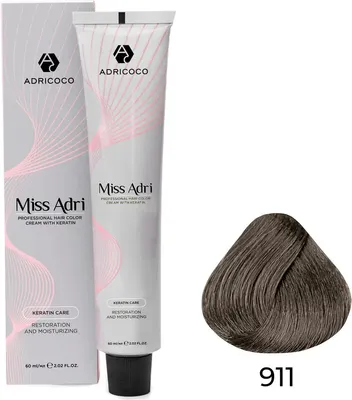 Крем-краска для волос Adricoco Miss Adri 911 (100мл, осветляющий серебристый пепельный)