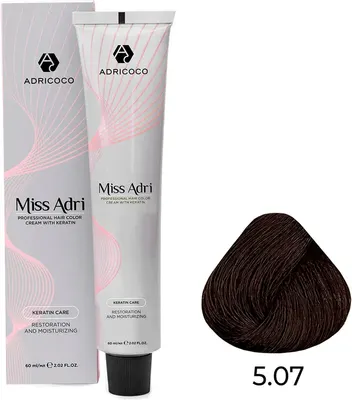 Крем-краска для волос Adricoco Miss Adri с кератином 5.07 (60мл, светлый коричневый холодный)