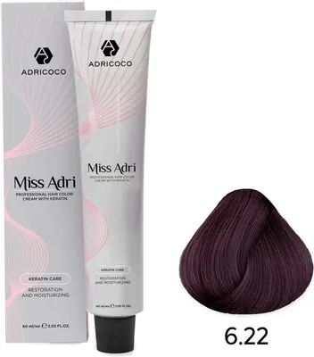 Крем-краска для волос Adricoco Miss Adri с кератином 6.22 (60мл, темный блонд интенсивный фиолетовый)