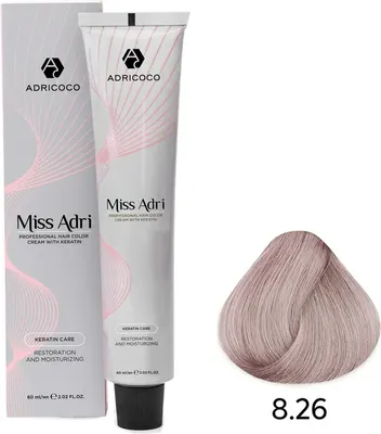 Крем-краска для волос Adricoco Miss Adri с кератином 8.26 (60мл, светлый блонд фиолетовый розовый)