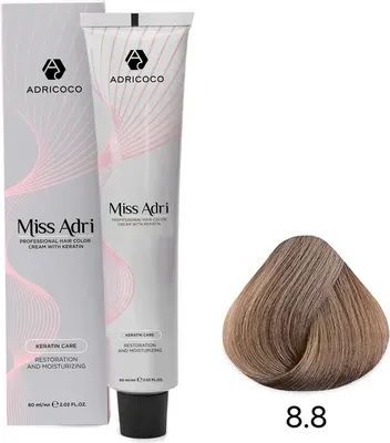 Крем-краска для волос Adricoco Miss Adri с кератином 8.8 (60мл, светлый блонд шоколадный)