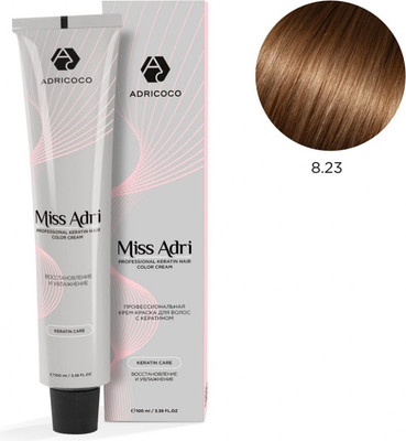Крем-краска для волос Adricoco Miss Adri 8.23 (100мл, светлый блонд перламутровый золотистый)