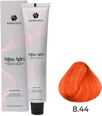 Крем-краска для волос Adricoco Miss Adri 8.44 (100мл, светлый блонд интенсивный медный)