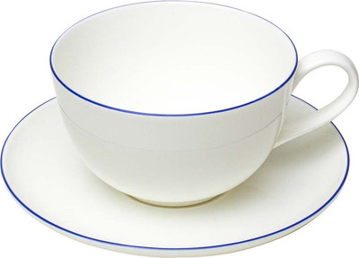 Чашка с блюдцем Stenova Home Symbol 61402132 (белый/кант синий)