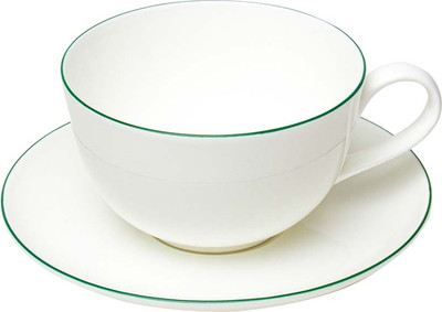Чашка с блюдцем Stenova Home Symbol 61402134 (белый/кант зеленый)