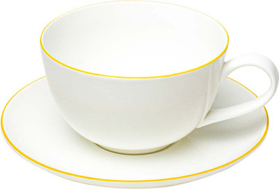 Чашка с блюдцем Stenova Home Symbol 61402135 (белый/кант желтый)
