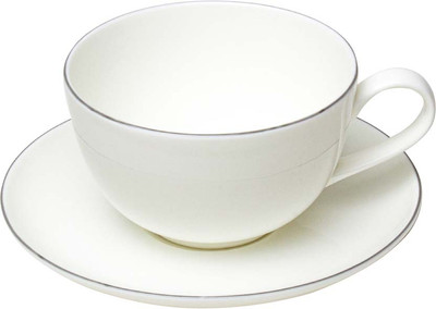 Чашка с блюдцем Stenova Home Symbol 61402136 (белый/кант серый)