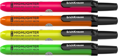 Набор маркеров Erich Krause Visioline RV-70 Clicky Neon / 65582 (4цв)