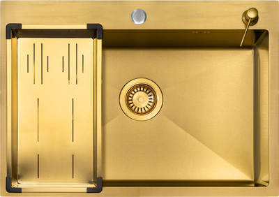 Мойка кухонная Arfeka ECO AR 70x50+CL AR G+DS AR (Gold, с дозатором и коландером)