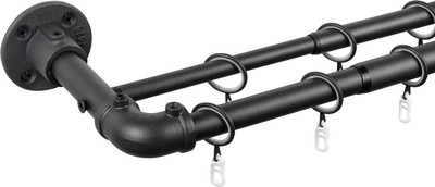 Карниз для штор UG HOME Раздвижной 2-рядный / 2КМ-367-Ч (черный, 1.5-3.67м)