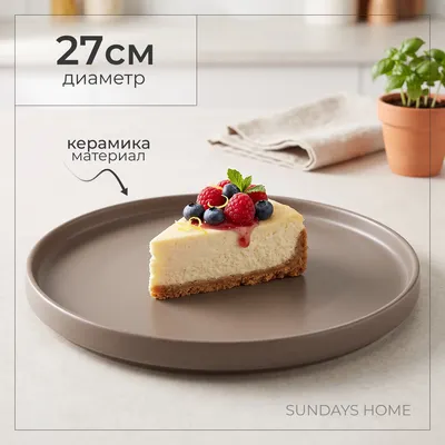Тарелка столовая обеденная Sundays Home Minimalist керамика / TRVK26006 (27см, бежевый)