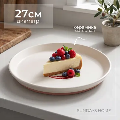 Тарелка столовая обеденная Sundays Home Nordic керамика / TRVK26017 (27см, белый)