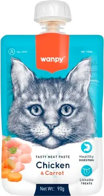 Лакомство для кошек Wanpy Cat Мясное пюре из курицы (90г)