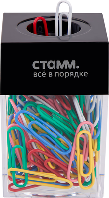 Органайзер настольный Стамм Скрепочница магнитная 100 цветных скрепок / ПС-32357 (прозрачный)