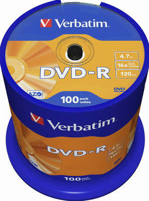 Набор дисков DVD-R Verbatim  AZO Matt Silver CakeBox 4.7GB 16x / 43549 (100шт)