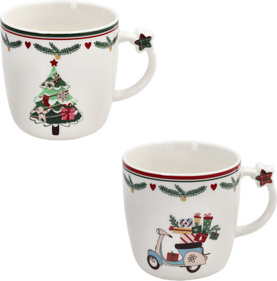 Набор кружек Andrea Fontebasso New Milk & Coffee Let It Snow Елка и мопед / NL614103042