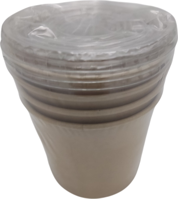 Набор одноразовых контейнеров Лекс Супник Uni 450мл с крышкой (3шт, крафт)