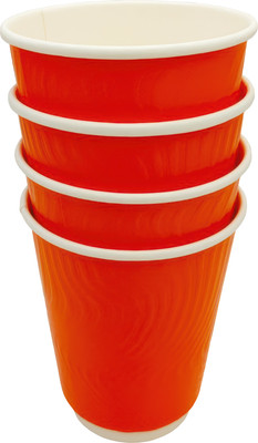 Набор бумажных стаканов Лекс Двухслойные (4шт, 350мл, оранжевый)