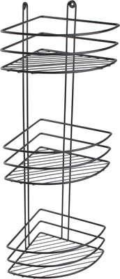 Полка для ванной ИРСА Угловая 3-х секционная / АЛТ153Ч (черный)