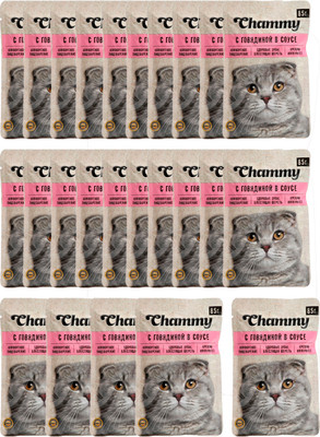 Влажный корм для кошек Chammy С говядиной в соусе / F18247 (25x85г)