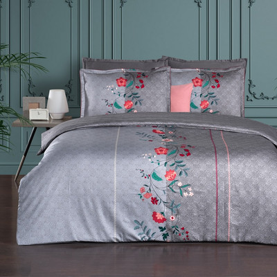 Комплект постельного белья Sarev Bazaar сатин Евро / N417 Leona v1/Gri