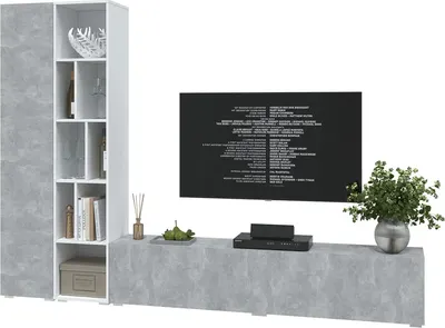 Горка для гостиной Interline Neo-9 (бетон/белый платинум)