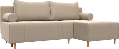 Диван угловой Лига Диванов Лига-102 универсальный / 134789 (велюр Seven 729 бежевый)