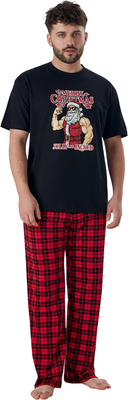 Комплект домашней одежды Mark Formelle 591039 (р.104-94-182/188, черный/черная клетка на красном)