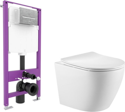 Унитаз подвесной с инсталляцией Triton Pro Verso VO-1832 + VO815N + Pro Evo (с кнопкой, хром)