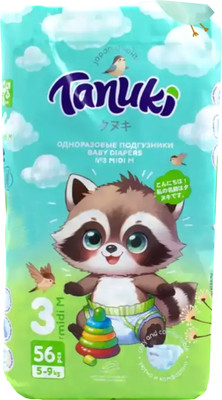 Подгузники-трусики детские TANUKI 3 M (56шт)