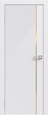 Дверь межкомнатная Юни Эмаль Line 8 70х200 (белый/золотистый)