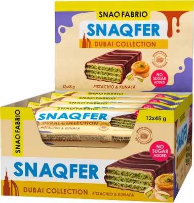 Набор протеиновых батончиков Snaq Fabriq Вафельный с фисташковой пастой и хрустящим тестом (20x45г)