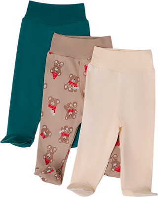 Набор ползунков Mark Formelle 85117-3 (р.74-48, сливочное масло/НГ мишутки на бежевом/изумруд)