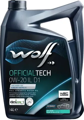 Моторное масло WOLF OfficialTech 0W20 IL D1 / 1054571 (4л)