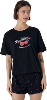 Пижама Mark Formelle 592536 (р.164/170-96-102, черный/вишенки на черном)